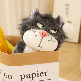 EASELR 12-inch Angry Cat plush back view—cozy decor on a shelf