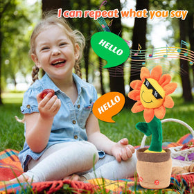 Easfan interactive sunflower, sunglasses detail, shows a cool vibe during dance and sing-alongs.