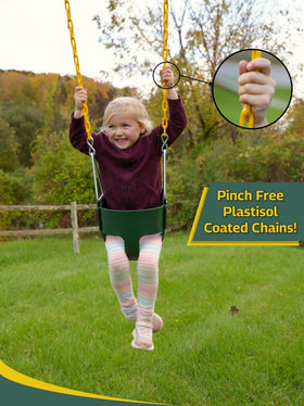 Eastern Jungle Gym 66-inch zinc-coated swing chains provide a soft plastisol grip for safe play.