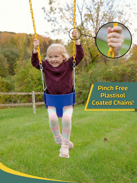 Eastern Jungle Gym coated chains with yellow plastisol offer a comfortable, pinch-free grip.