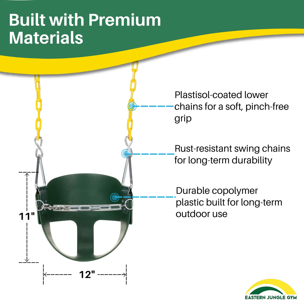 Eastern Jungle Gym copolymer toddler seat built for outdoor durability