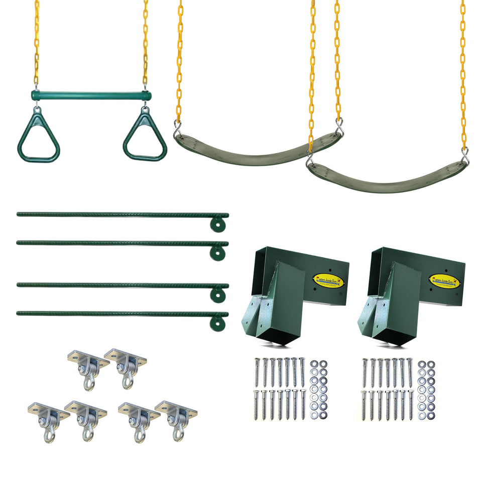 Eastern Jungle Gym DIY swing bracket assembly showing quick, tool-free setup.