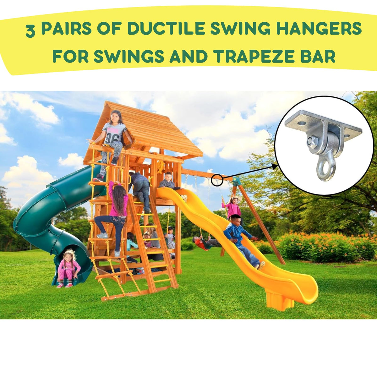 Eastern Jungle Gym free-standing backyard swing set ideal for quick setup.