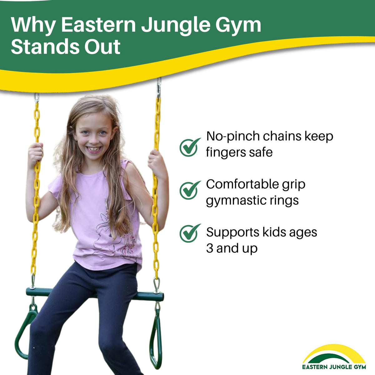 Fully assembled Eastern Jungle Gym setup ready to hang