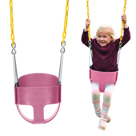 Eastern Jungle Gym heavy-duty high-back bucket swing seat in pink, front view showcasing safety design.