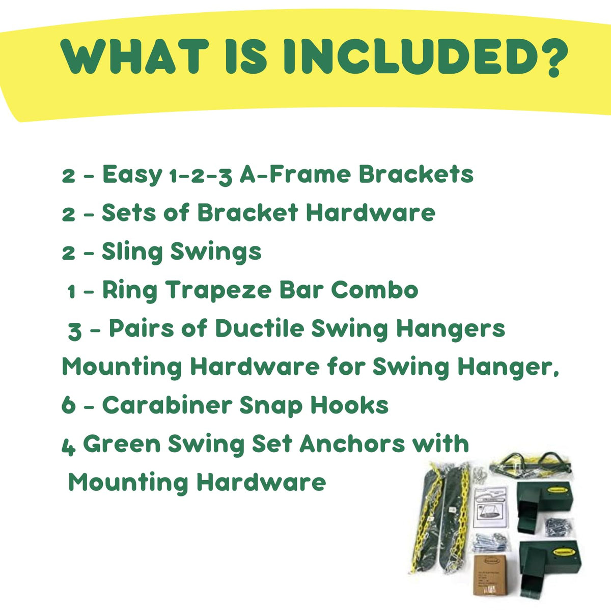 Eastern Jungle Gym sling swings with coated chains for smooth, durable play.