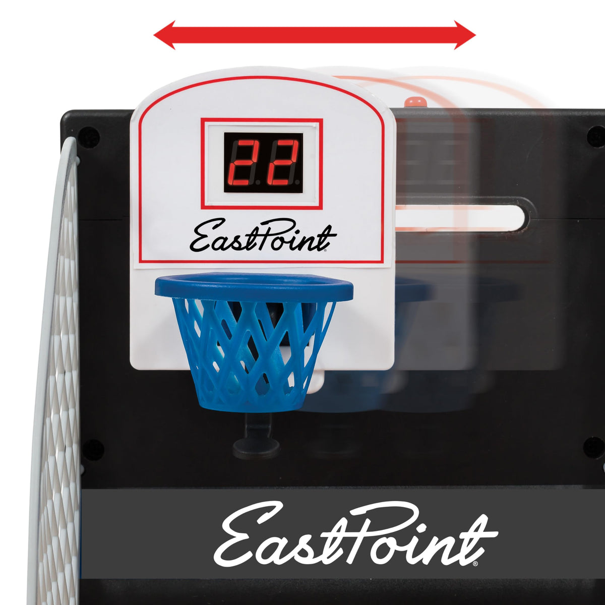 EastPoint Movin' Hoops with LED scoreboard highlights scores during fast-paced play.