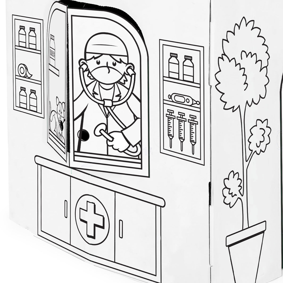 Easy Playhouse Animal Hospital wave-cut safety features protect young builders