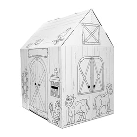 Easy Playhouse Barn exterior shows a sturdy, reusable play space for indoor and outdoor fun.