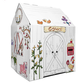 Easy Playhouse Barn windows and doors provide fold-out access for interactive play.