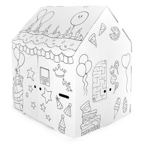 Easy Playhouse Birthday treats design invites kids to color and enjoy.