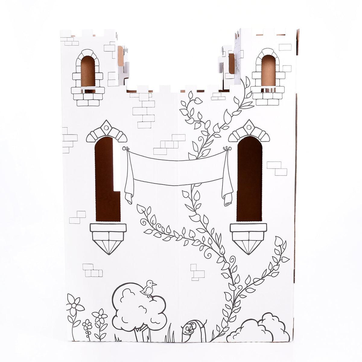 Easy Playhouse Fairy Tale Castle windows and doors invite interactive pretend play