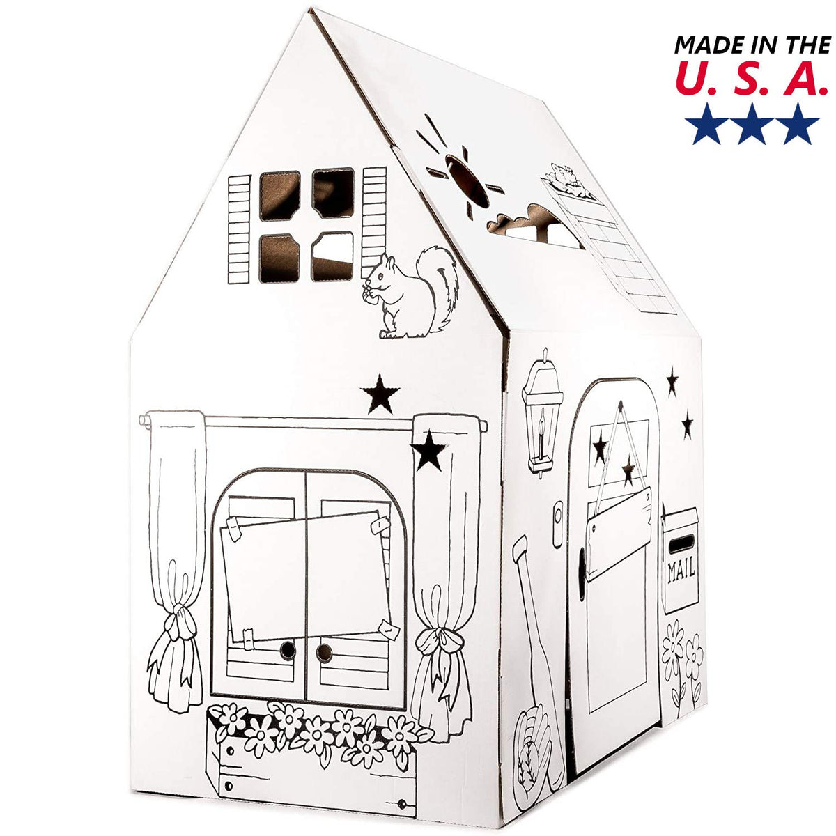 Easy Playhouse Clubhouse decorating area with markers and stickers ready.