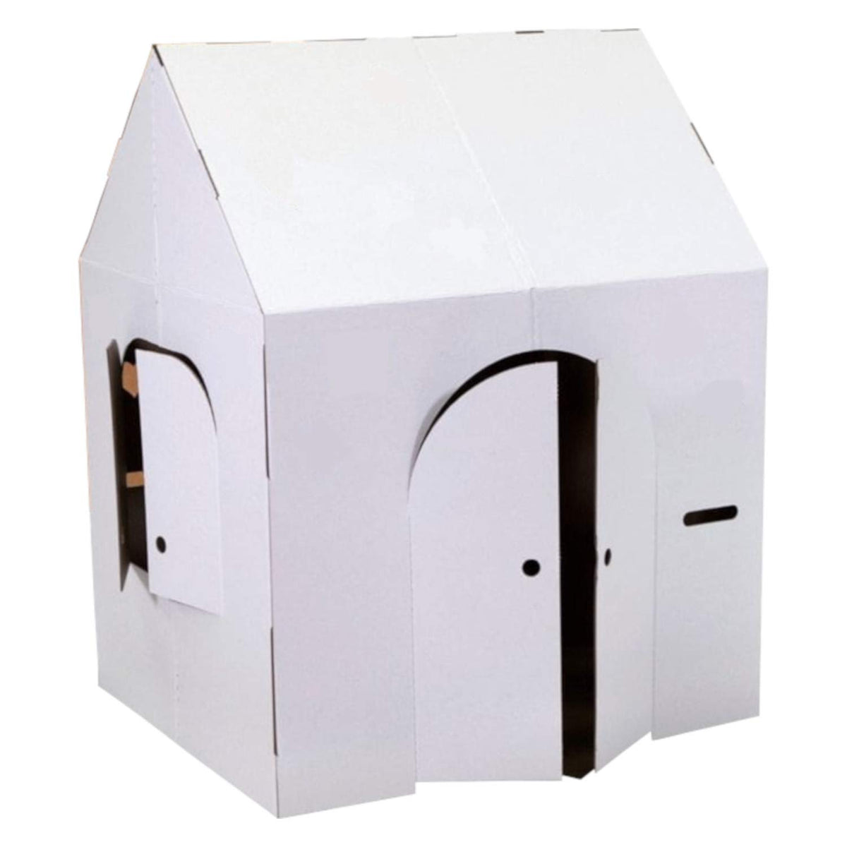 Easy Playhouse Crafty Cottage front view invites imaginative decorating and play.