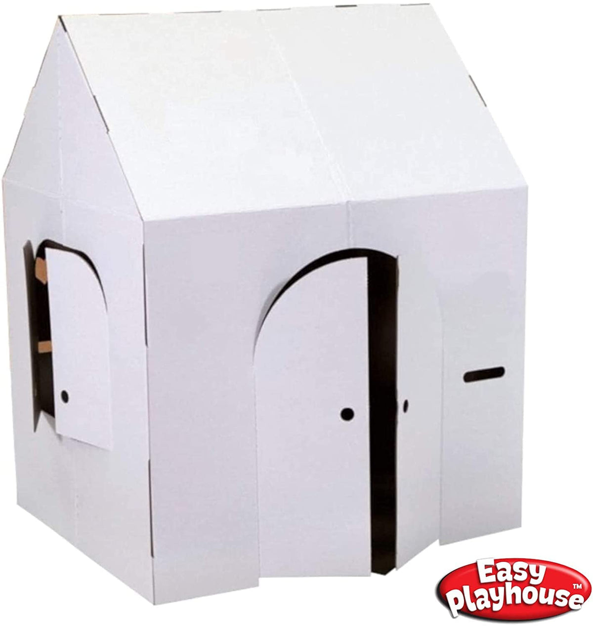 Easy Playhouse Crafty Cottage interior with fold-out windows and doors for pretend play.