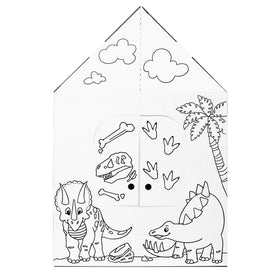 Easy Playhouse Dinosaur House coloring area invites kids to personalize with markers and paints