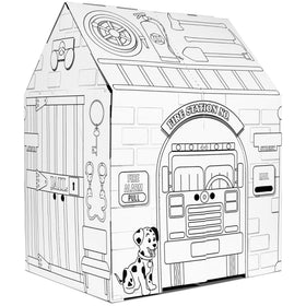 Easy Playhouse Police and Fire Station front view shows durable, imaginative play space.
