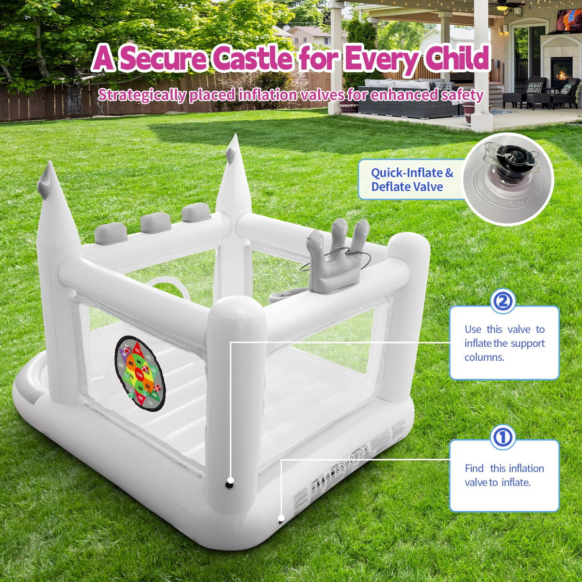 Easyair bounce house basketball hoop setup for active play.