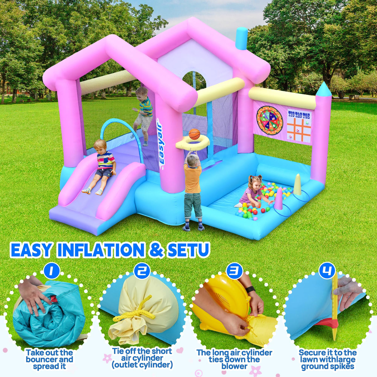 Easyair bounce house blower unit with ETL certification for safe operation.