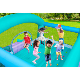 Easyair ball pit with about 50 pieces adds interactive color.