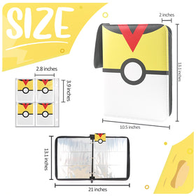 EasyFUN 900-pockets binder yellow zipper closure secures cards during travel.