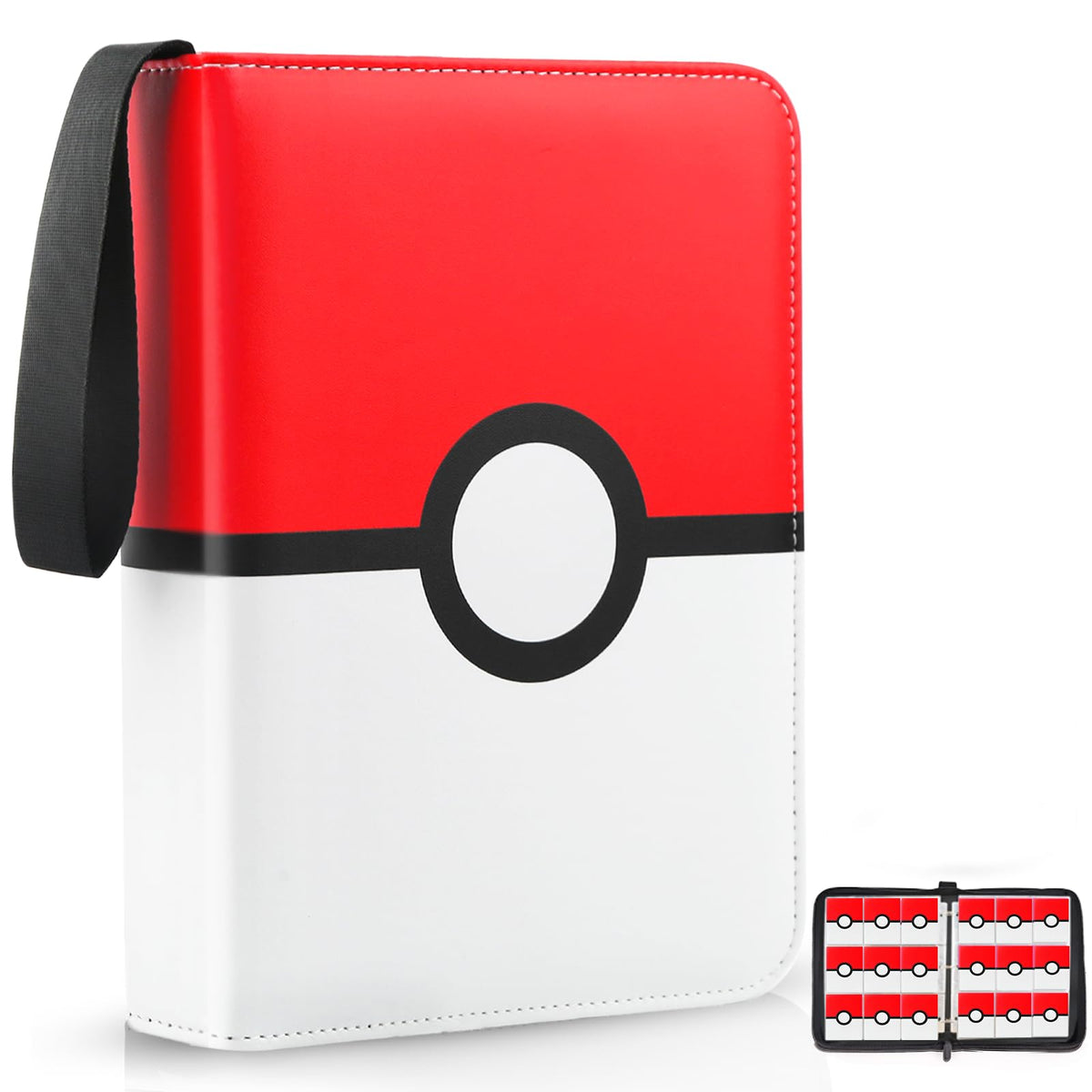 EASYFUN 900-pockets binder with red cover, durable on-the-go card storage.