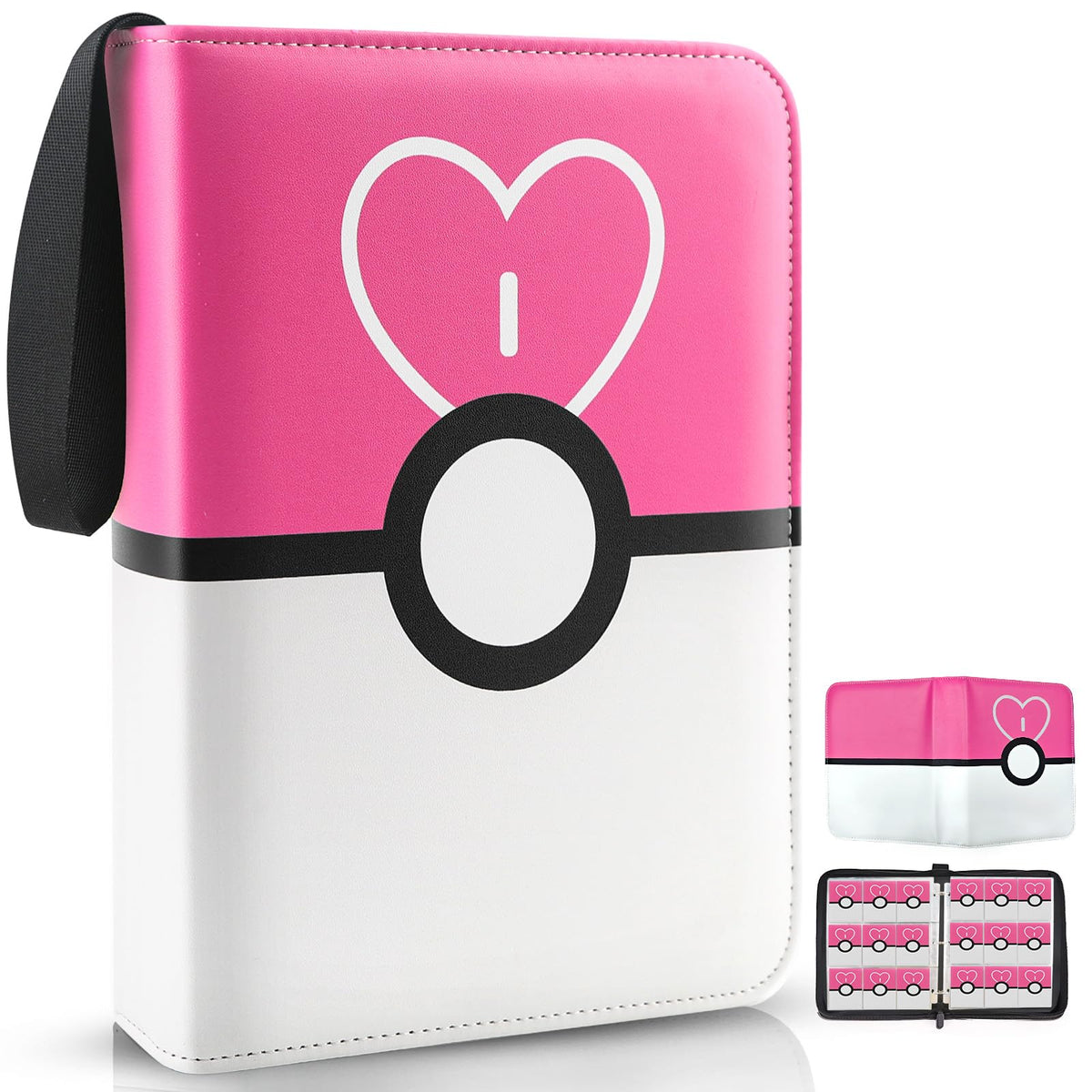 EASYFUN 900pockets binder with pink cover showcasing premium leather exterior and durable protection.