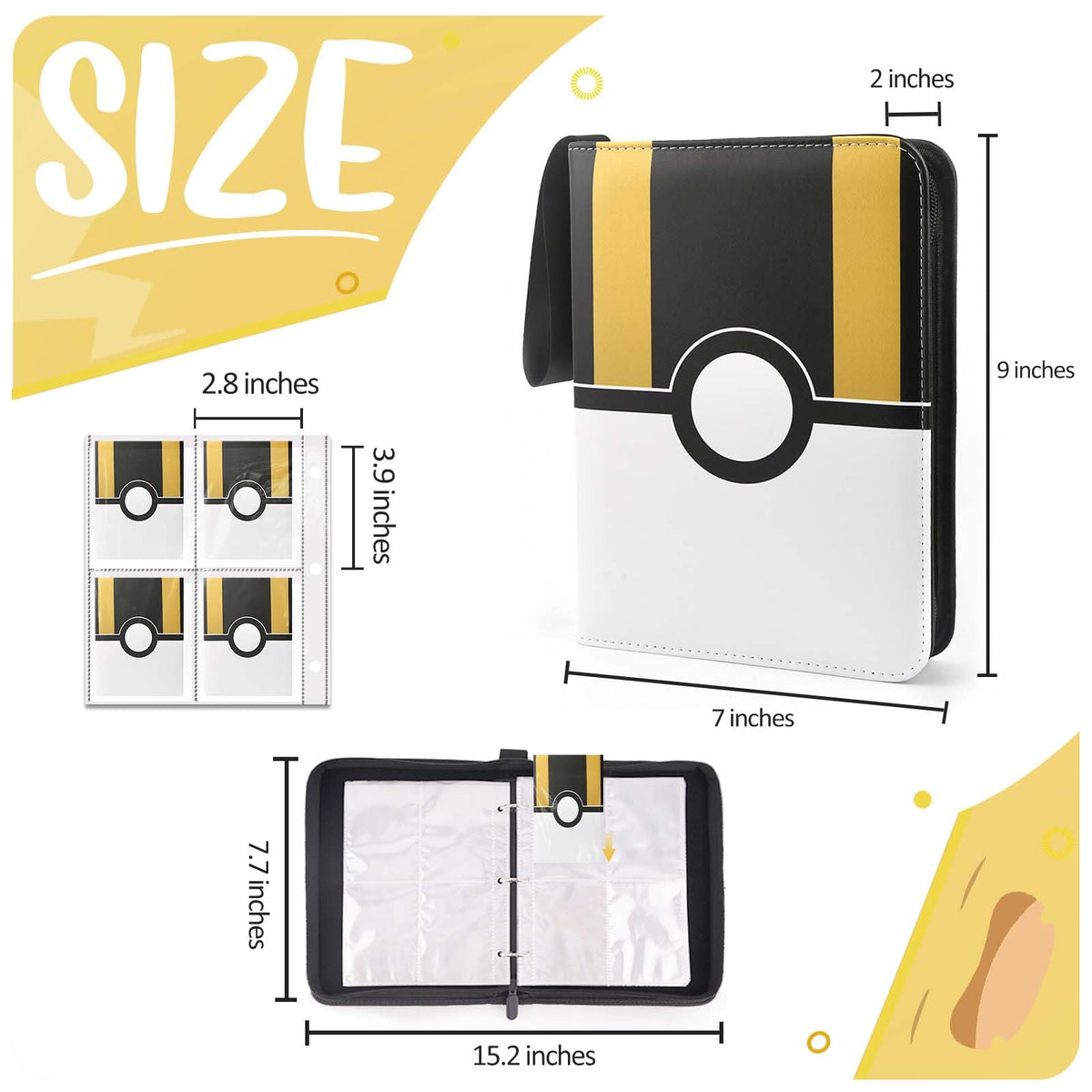 EASYFUN Card Binder with 50 removable sleeves keeps cards organized and protected