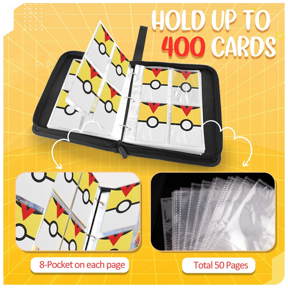 EasyFun Card Binder clear sleeves provide crystal-clear visibility and protection