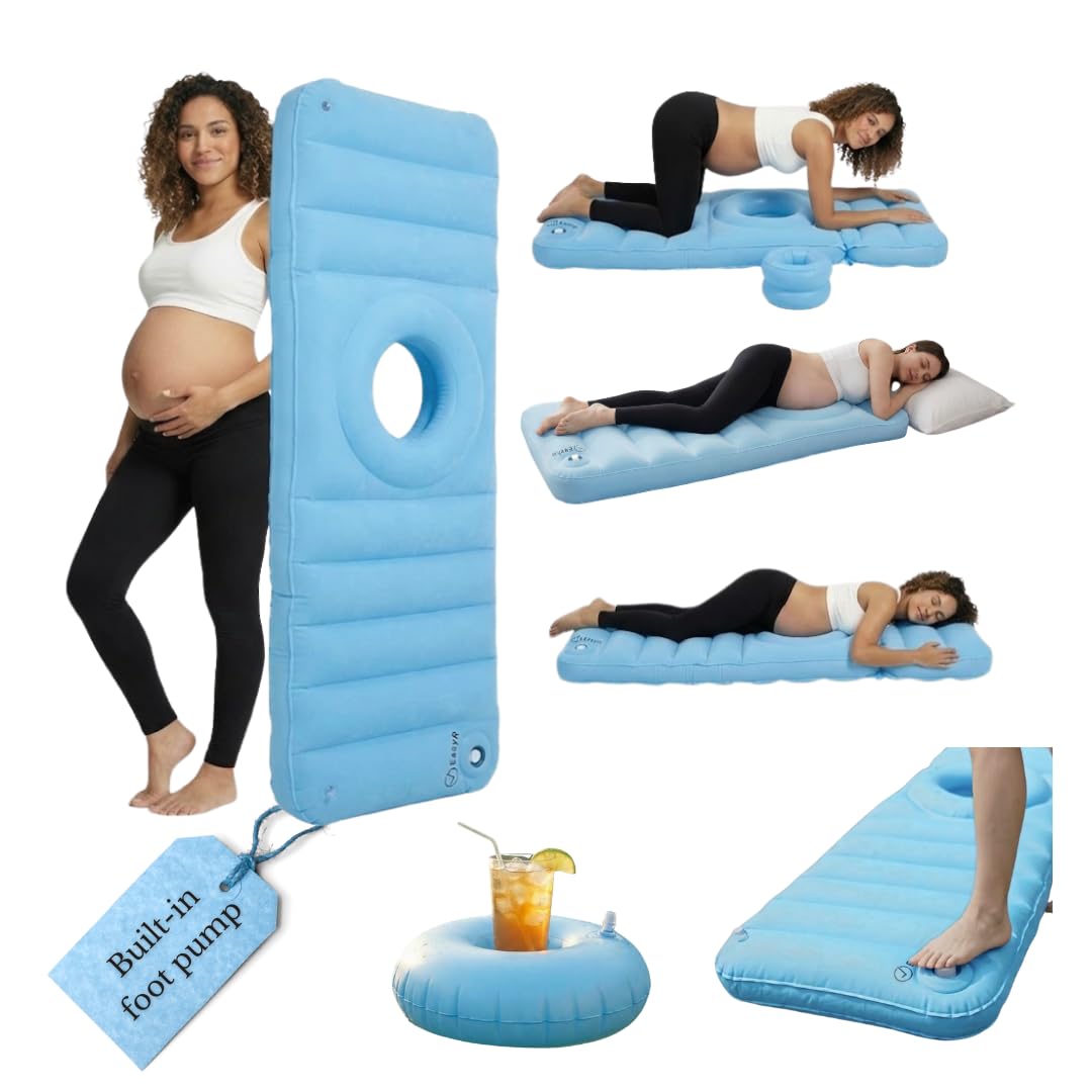 EasyR pregnancy pillow belly-hole close-up showing adjustable belly support opening.
