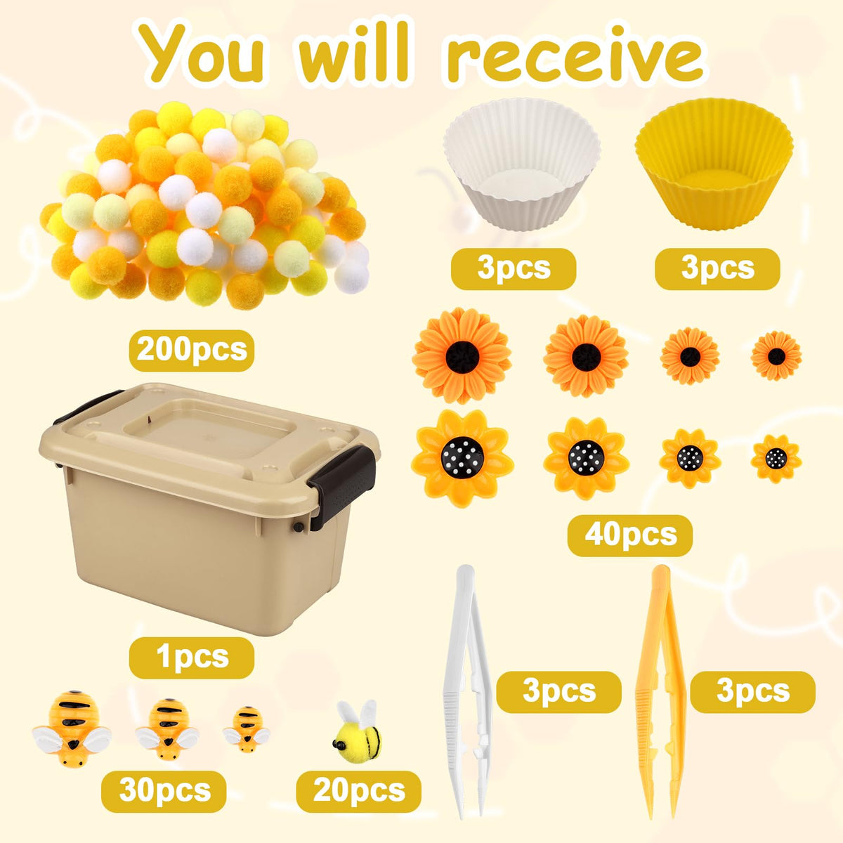 Easywiny bee pieces are great for fine motor practice and early sorting