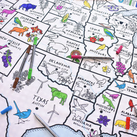eatsleepdoodle coloring us map tablecloth fosters geography practice through art