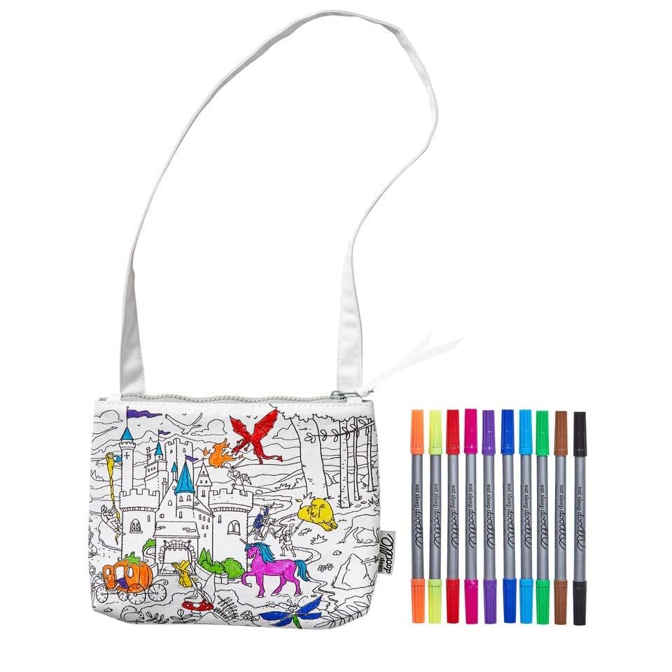 eatsleepdoodle coloring crossbody bag side view with adjustable strap