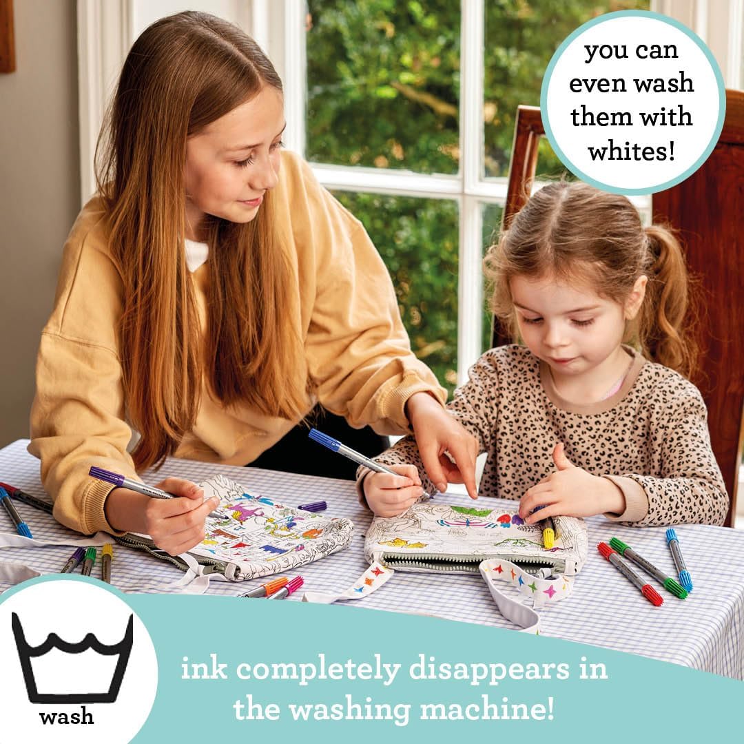 eatsleepdoodle kid coloring session using bag as canvas