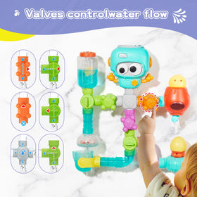 EazierWizter spraying nozzles introduce cause-and-effect play during bath time.