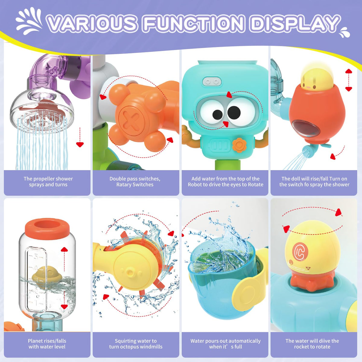 EazierWizter bath toy with bright colors supports color recognition and creative thinking.