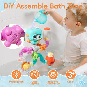 EazierWizter bath pipes and tubes encourage creative building during tub time.