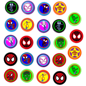 Close-up of Eazyco Spidey stampers showing vibrant colors and pre-inked tips