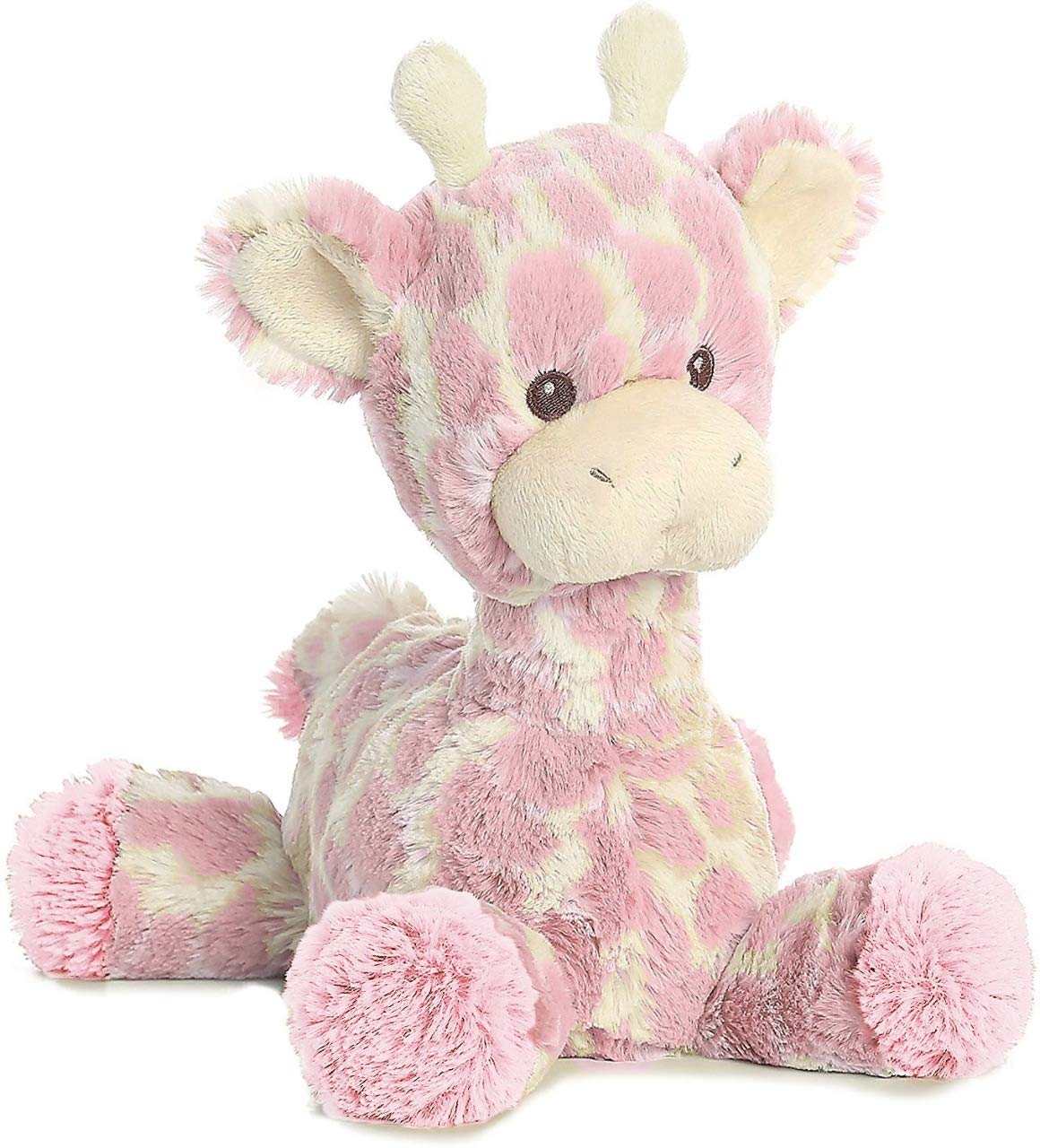 ebba Loppy Giraffe Plush pink with embroidered face and rattle for soothing cuddles