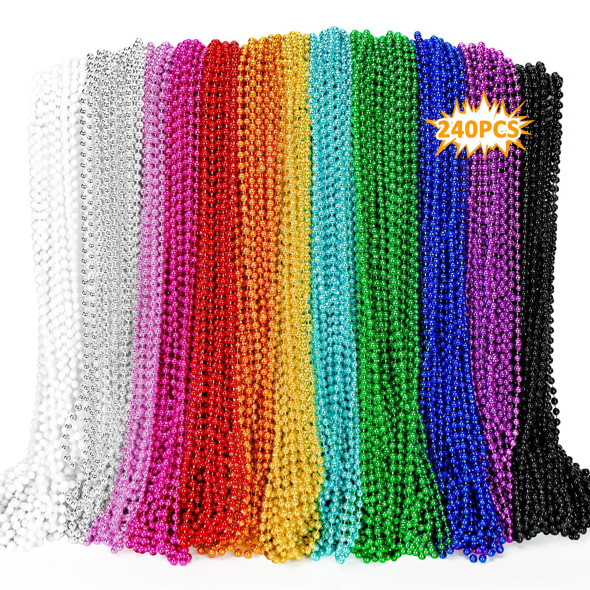 EOBOH Mardi Gras beads in multicolor shine for festive parades.