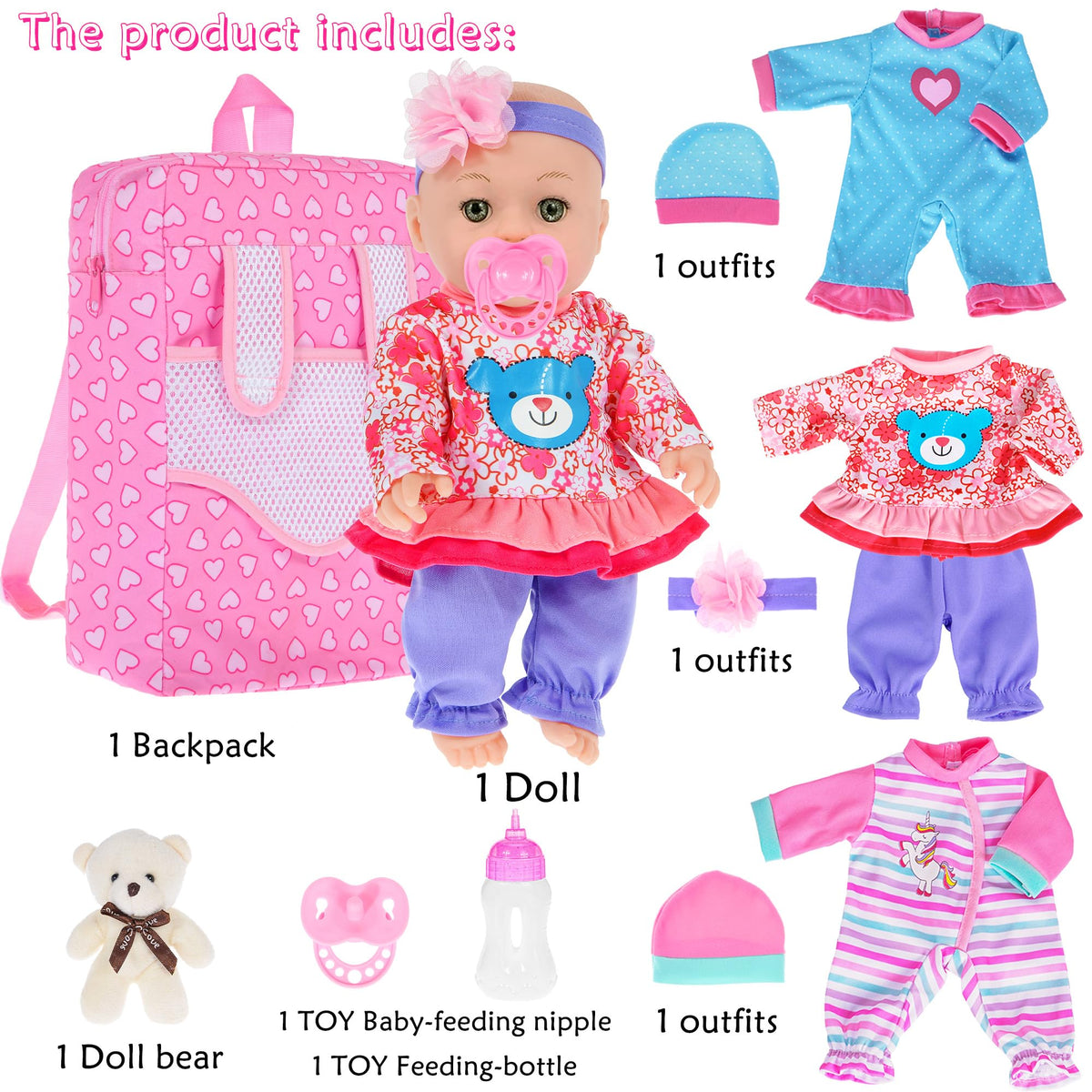 ebuddy 12inch baby doll outfit set a shown on-trend clothes for dress-up fun