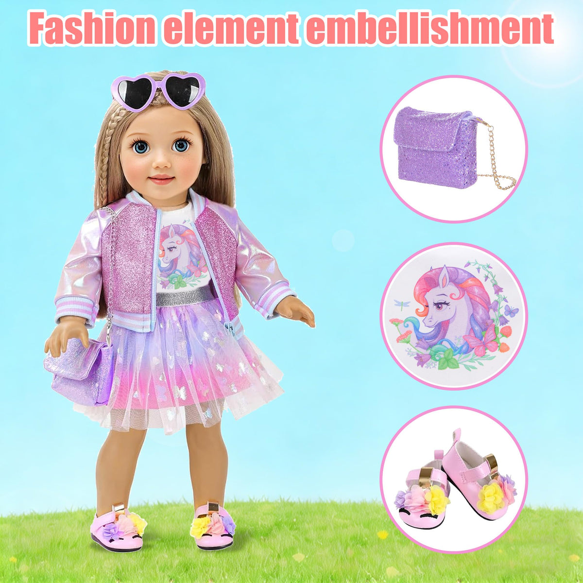 ebuddy 18-inch accessory pack, complete kit encourages creative styling and independent dressing.