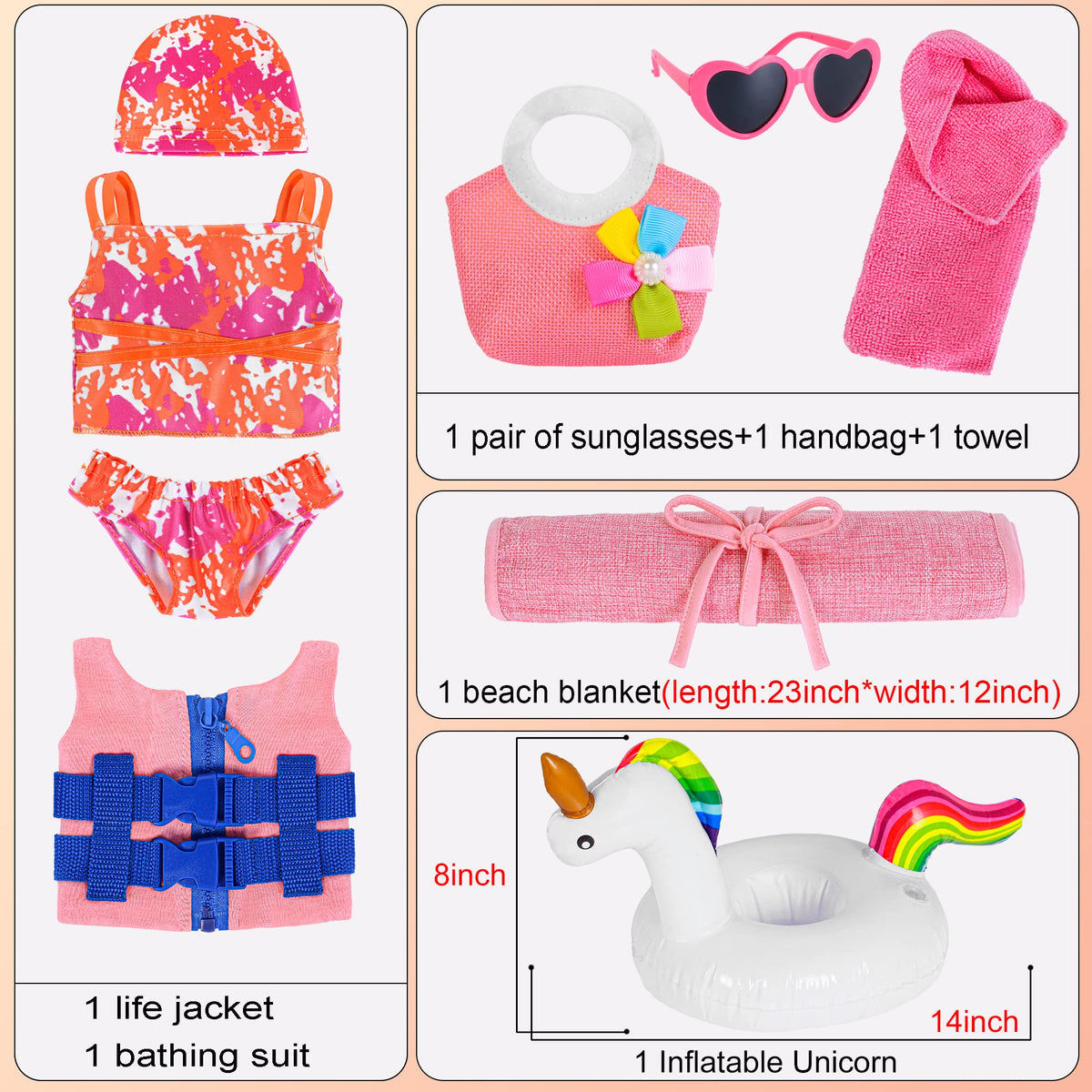 ebuddy 18in doll swim cap for secure fit during play