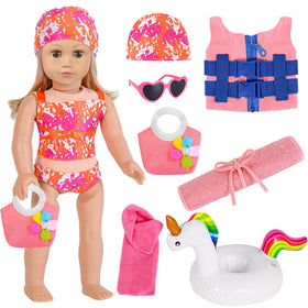 ebuddy 18in doll swimsuit set for sunny beach days