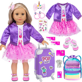 ebuddy 18-inch doll jacket purple for easy dressing and style