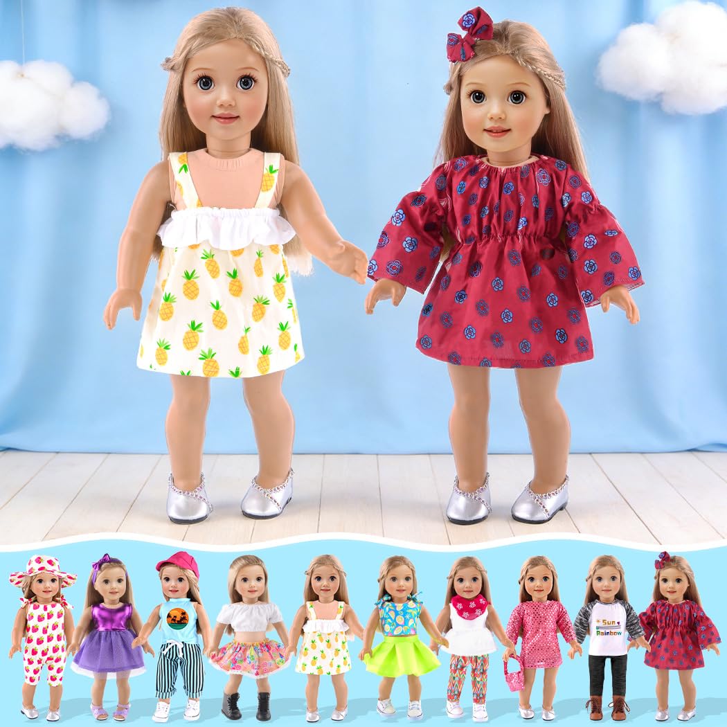 ebuddy 18 inch doll outfits, easy on-and-off for little hands.