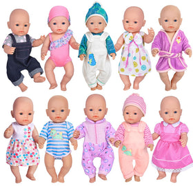Ebuddy doll clothes display ten colorful outfits for versatile play.