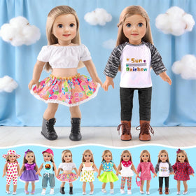 ebuddy doll clothes set 10, durable elastic Velcro closures for quick dressing.