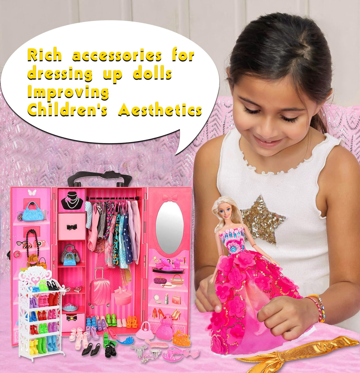 ebuddy mini luggage and wardrobe for portable dress-up fun.