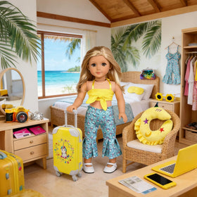 ebuddy unicorn-print suitcase with wheels for realistic travel play